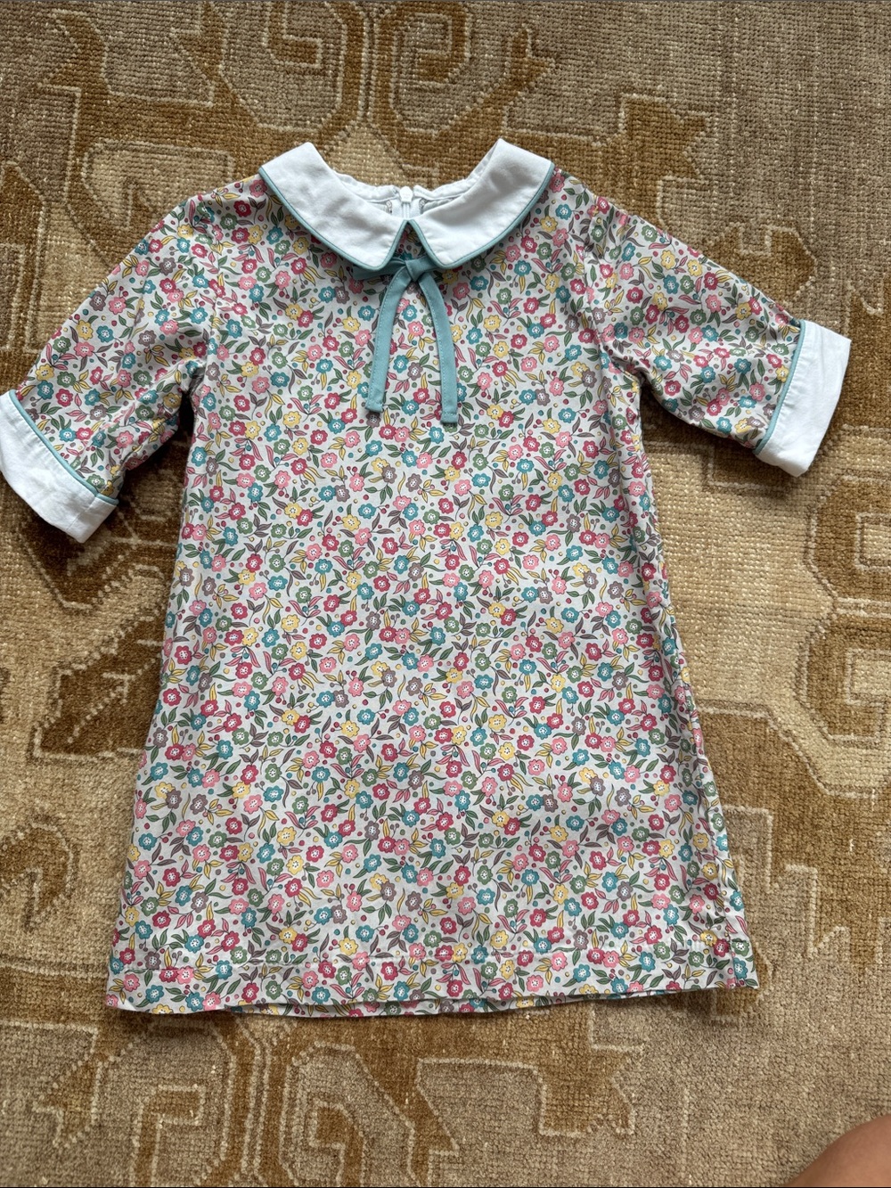 Bella Bliss Girls' Floral Peter Pan Collar Dress